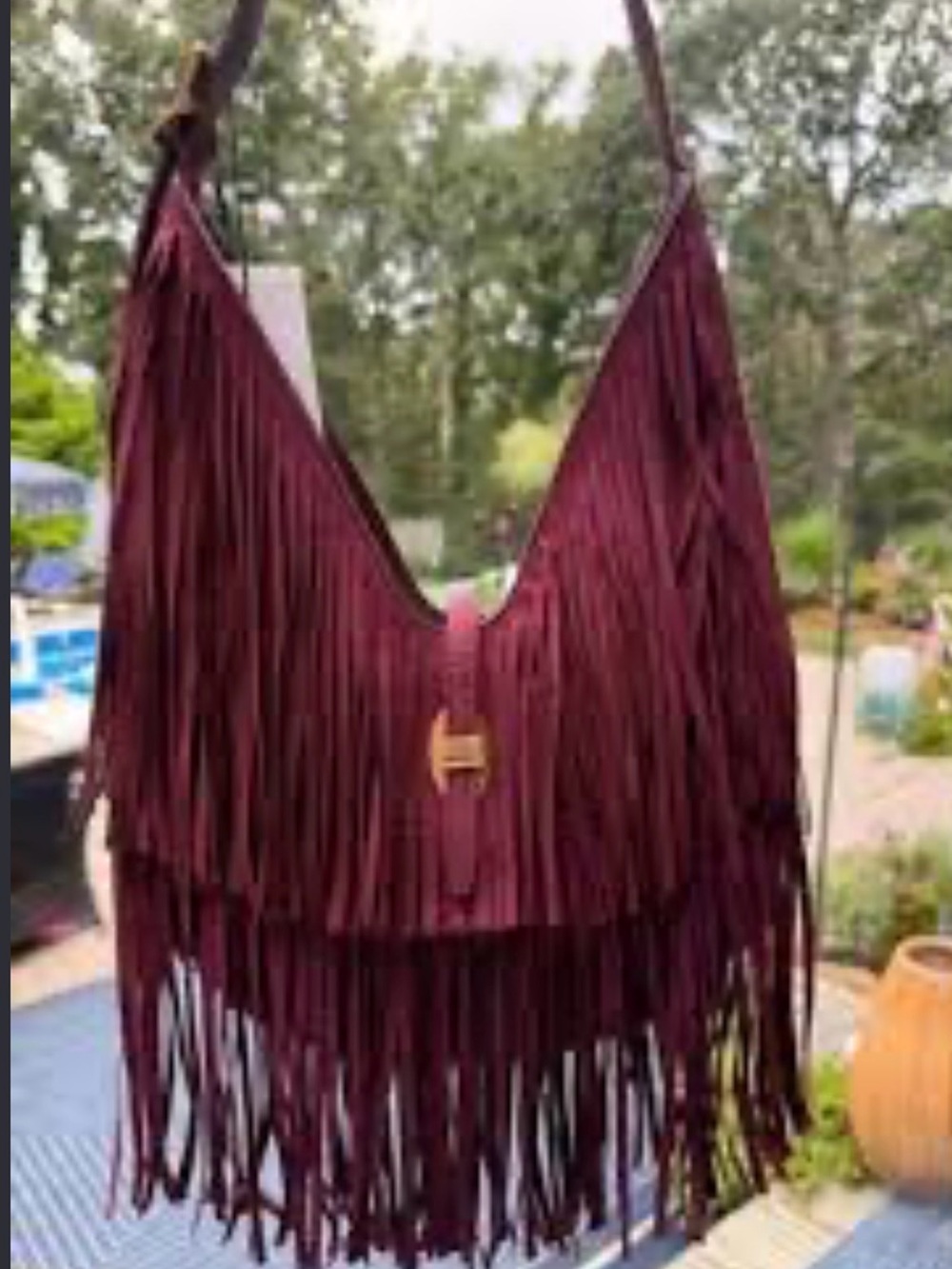 Steve Madden Burgundy Fringe Shoulder Bag - Picture 2 of 8